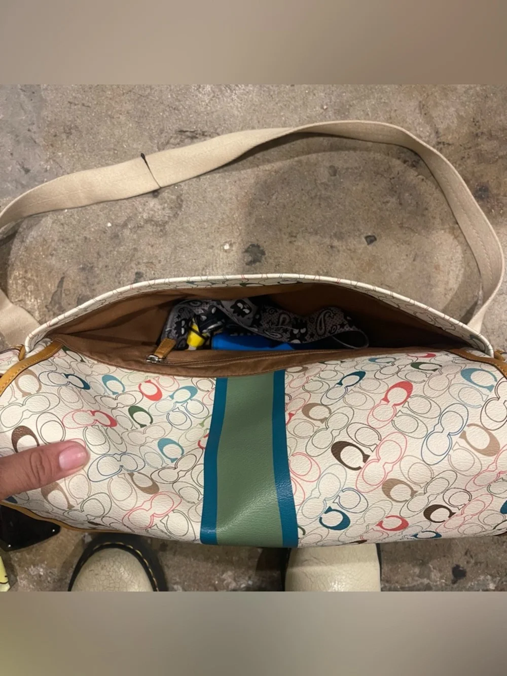 COACH Men’s Multicolor Candy Monogram Messenger Bag EUC Authentic Like New